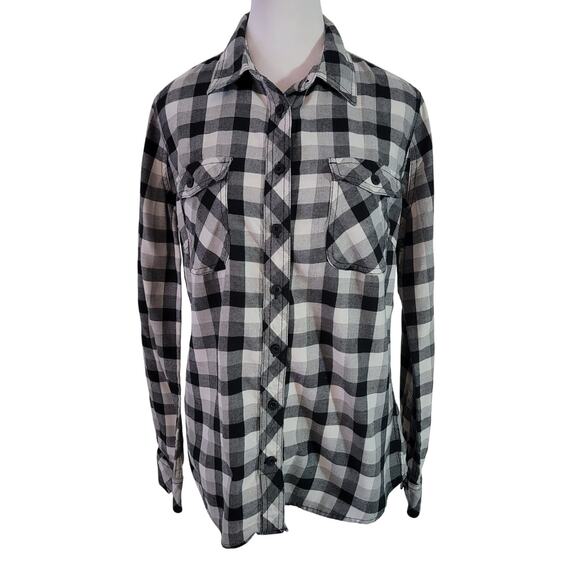 Duluth Trading Co Size M Women's T-Shirt Flannel Long Sleeve Shirt Plaid - Picture 1 of 8
